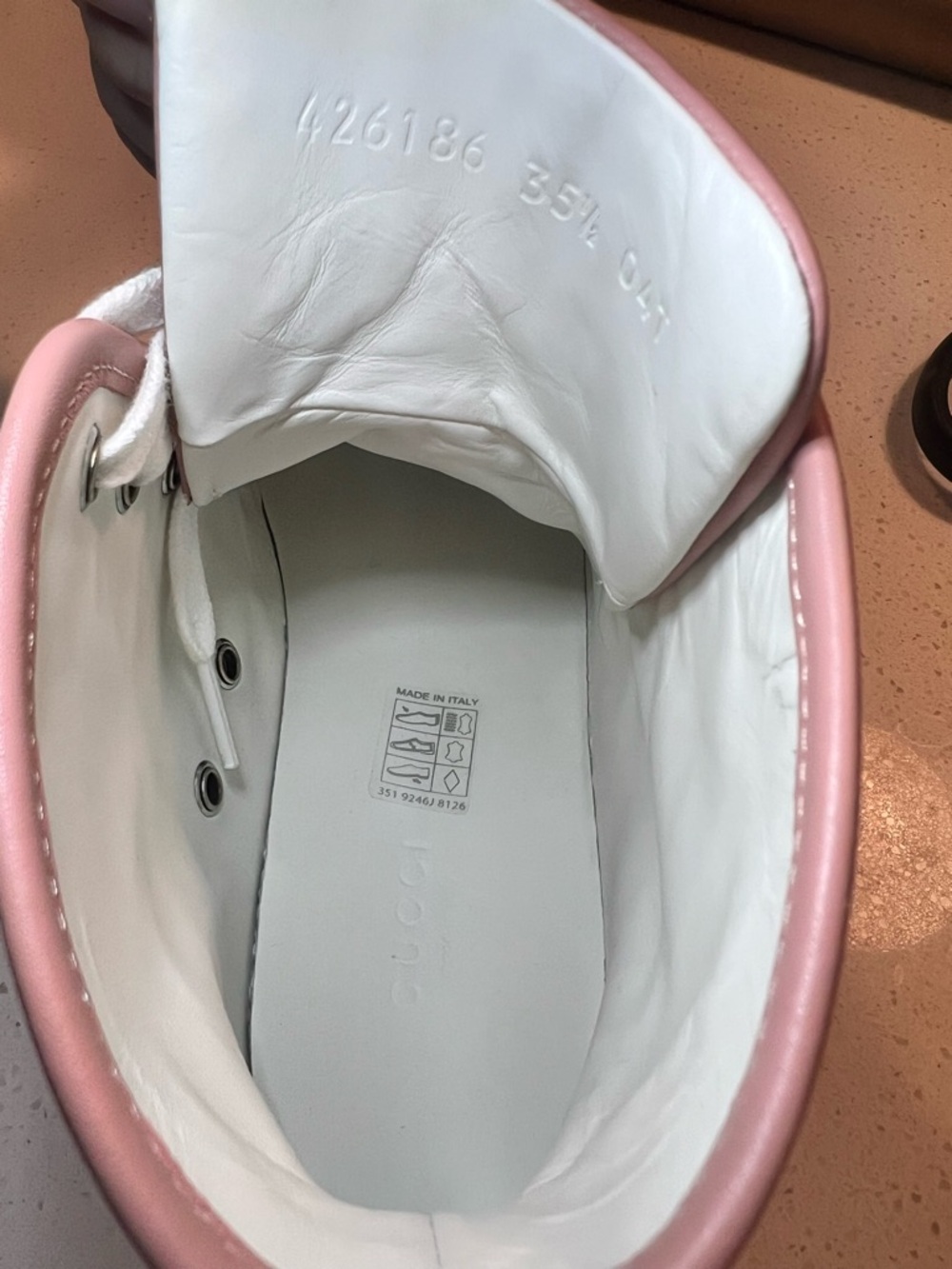 Gucci (WMNS) Gucci GG High-Top Sneakers 'Logo Print - Soft Pink’ - Picture 6 of 7